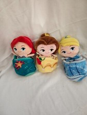 3 Disney princesses, Ariel, Belle, Cinderella, reversible, plush dolls