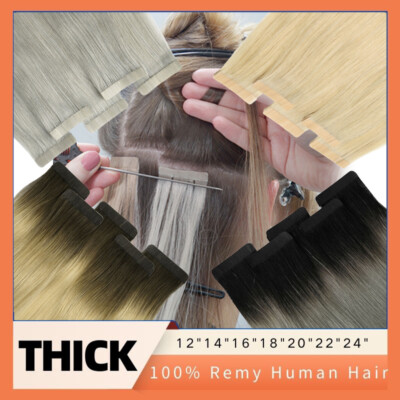 Hair Extensions Tape In 100% Remy Echthaar Haarverlängerung Skin Weft Highlight