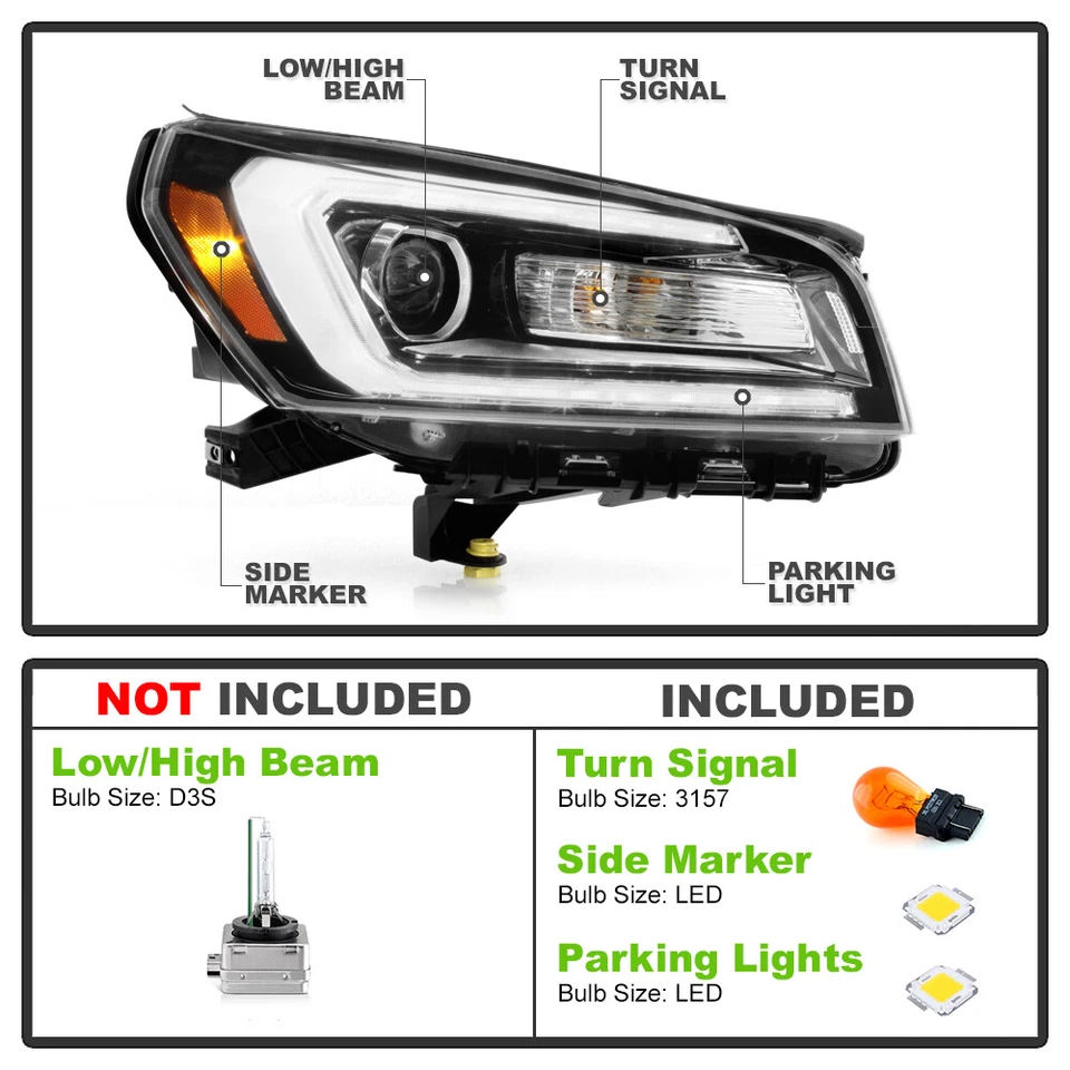Faros proyectores tubo LED HID/Xenón GMC Acadia 2013-2016 - pasajero Foto 4 de 4