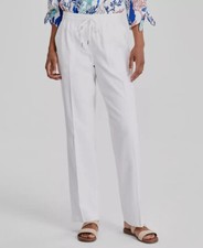 Jones New York Women's White Linen Drawstring Buttoned-Pocket Pants Size M
