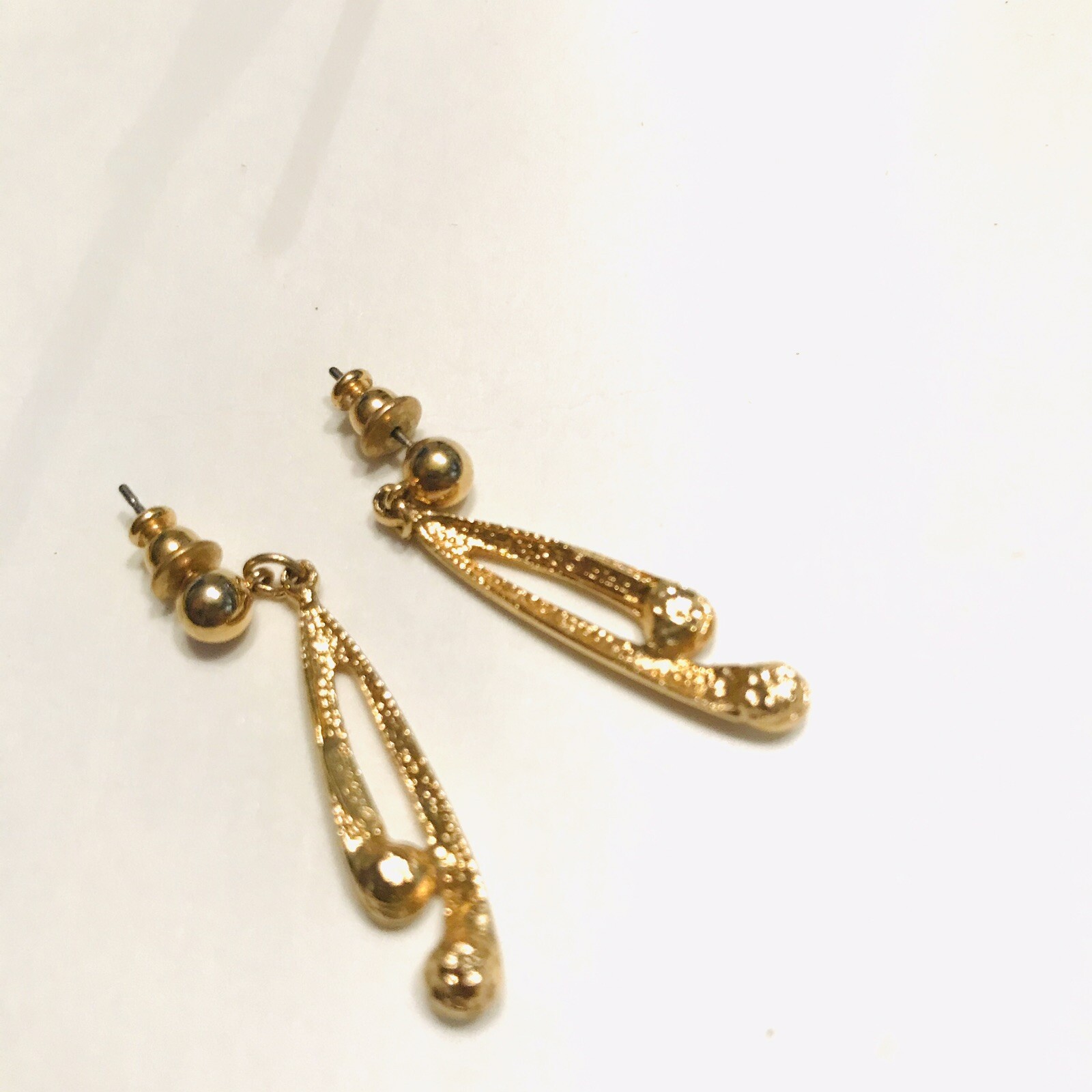 Crown Trifari Stud Dangle Earrings GOLDTONE Clear… - image 8