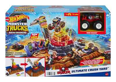 Hot Wheels Monster Trucks Arena Smashers Bone Shaker Ultimate Crush Yard Spielset