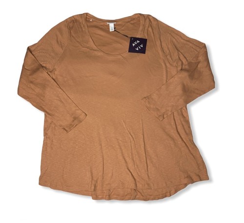 Women's Plus Size Long Sleeve Scoop Neck Top-Ava & Viv-Various Colors/Sizes-S216 - Picture 3 of 5
