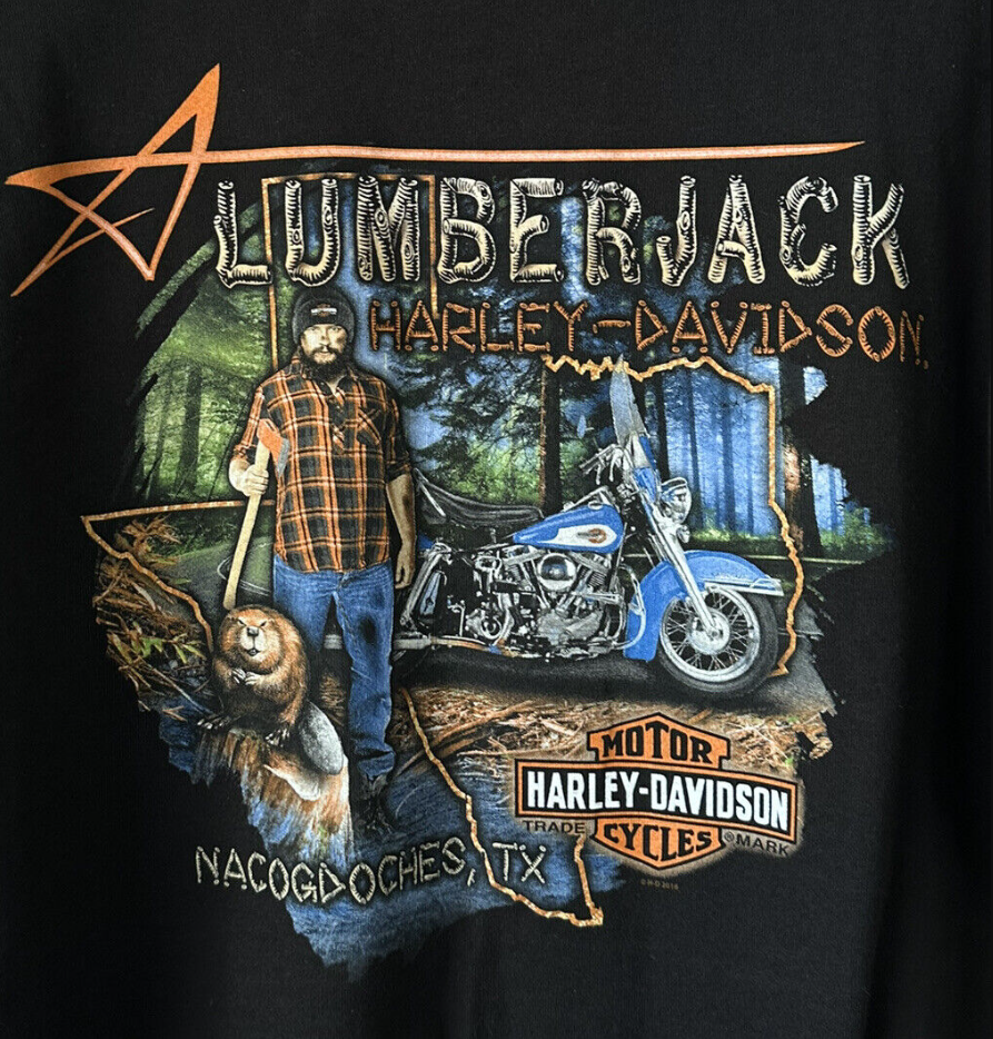 Harley Davidson Motorcycles Biker Lumberjack Eagle Nacogdoches TX Shirt