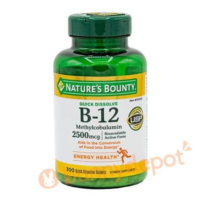 Nature's Bounty Vitamin B-12 2500mcg 300 Tablets Quick Dissolve 2027