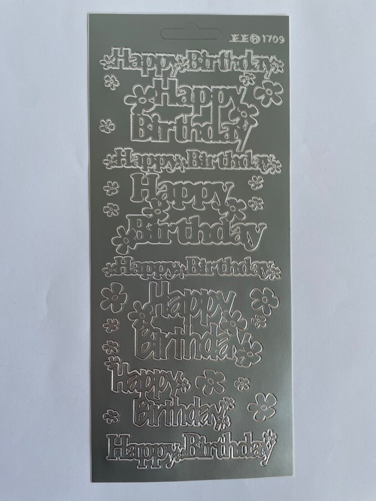 Happy Birthday Peel Off Sticker Sheet Large Greetings Flowers Card