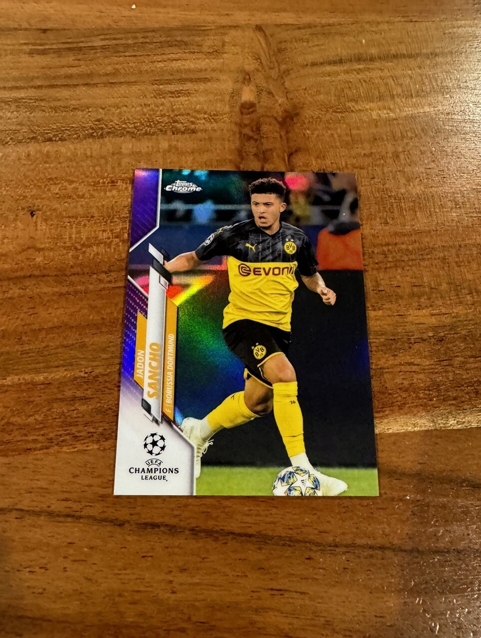Jadon Sancho 2019-20 Topps Chrome UEFA UCL Purple Refractor /250 NRMT+ Dortmund