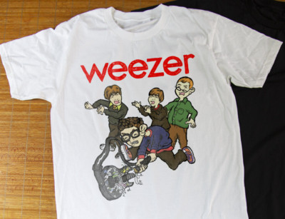 Vtg Weezer Band Cartoon Heavy Cotton White Full Size Unisex Shirt