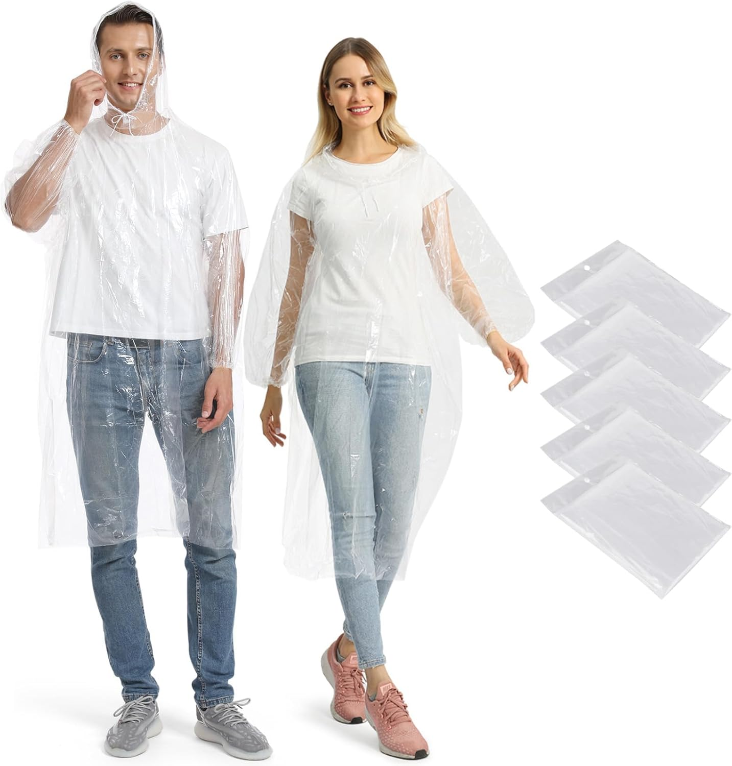 Disposable Rain Ponchos, 5/10 Pcs Emergency Raincoats Waterproof Ponchos Lightwe