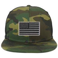 Oversize XXL Black Grey USA Flag Patch Camouflage Flatbill Mesh Snapback Cap