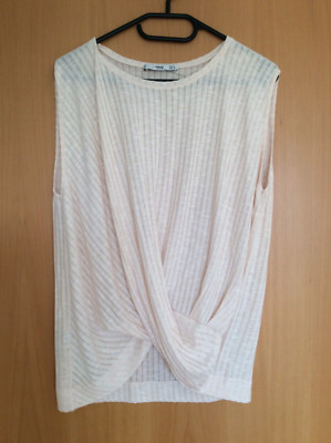 MANGO ärmelloses Shirt hell - lachsfarben | schöner Schnitt | Feinstrick | Gr. L