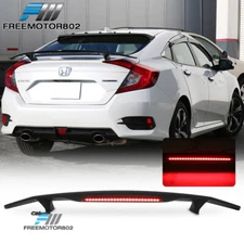2 Post Universal Matte Black ABS Racing Trunk Spoiler Wing & LED Brake