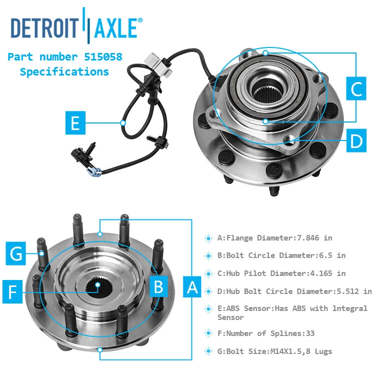Front Drilled Rotors Brake Pads Wheel Hubs for Chevy Silverado GMC Sierra 3500 - Image 3 of 4