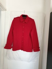 Babette Ballinger New York 100% Wool Red Jacket Blazer Button Military St Size M