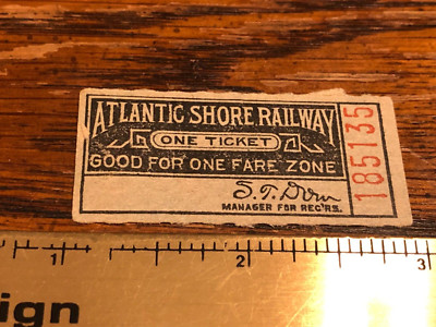1910s Atlantic Shore Railway Railroad Train Ticket Globe Electric Maine Banknote
