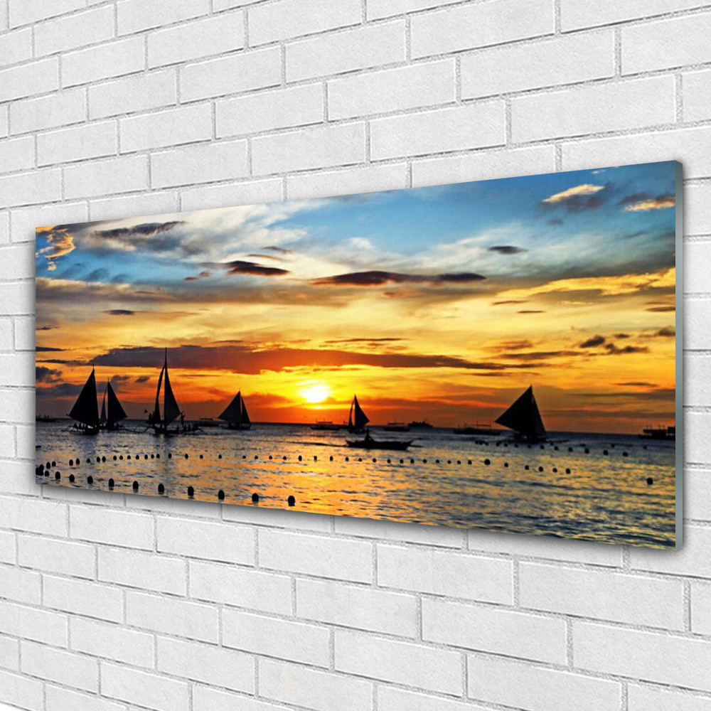 Tableau mural d'artiste Mer et Soleil : impression d'art sur Plexiglas brillant