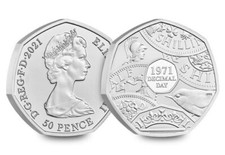 2021 Decimal Day 50p Fifty Pence Coin - Arnold Machin Obverse