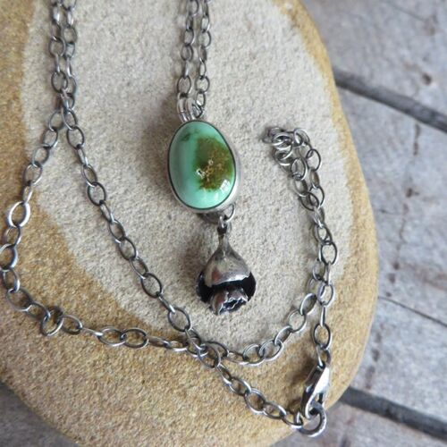 Etsy Sterling Silver Turquoise Cast Succulent Necklace