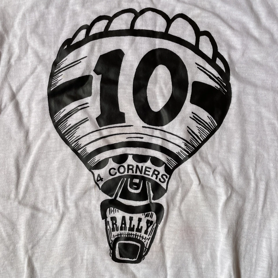 VINTAGE SPORT-T BY STEDMAN L White Ringer Tee 4 CORNERS BALLOON RALLY USA Made - Image 3 of 4