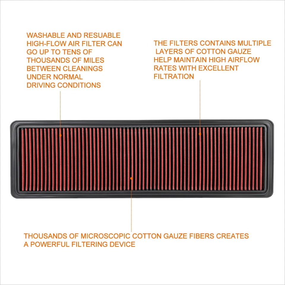 Panel de filtro de aire de alto flujo reutilizable rojo para 78-95 Porsche 928 4,5/4,7/5,0/5,4 L Foto 3 de 4