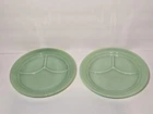 Vintage Fire King Jadeite Restaurant Ware 3 Part Divided Plates 9-5/8" Lot Of 2