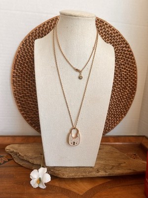 Michael Kors Rose Gold Pave Lock Pendant Necklace 36  Adjustable