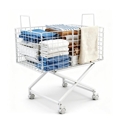 Rolling Laundry Basket with Wheels - 27'' Elevated Wire Laundry Hamper, 80L St...