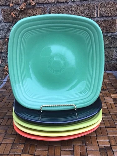 5 ,RETIRED Fiesta Multicolored 9;1/4” Square Dinner Plate Homer Laughlin USA