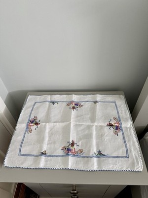 Vintage Midcentury Handbestickt Kreuzstich Tischset oder Tablett Tuch