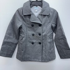 Old Navy Wool Blend Pea Coat Peacoat Double Breasted Gray Girl Size Large 10-12