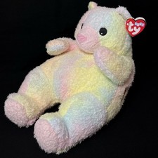Baby Ty Bearbaby Plush Pillow Pals Rattle Rainbow Tie-Dye Teddy Bear Stuffed Toy