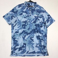RLX Ralph Lauren Mens Blue Camo Golf Polo Shirt Pro Fit Large L Performance