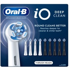 Oral-B iO Deep Clean Replacement Toothbrush Brush Heads 9 Count Black White NEW