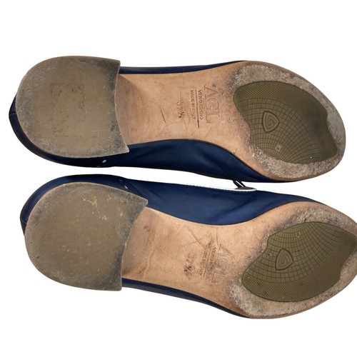 AGL Attilio Giusti Leombruni Navy Loafer Flats Contrast Trim Detail & Ties 37.5 - Picture 18 of 22