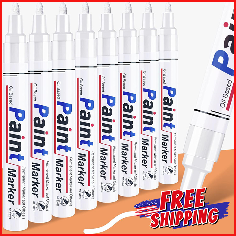 8 WATERPROOF PERMANENT PAINT MARKER PEN White Lettering Oil 