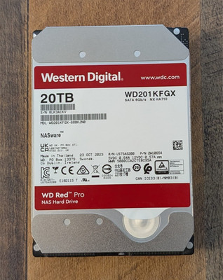 Western Digital WD 20TB Red Pro NAS SATA HDD Internal Hard Drive HDD-WD201KFGX