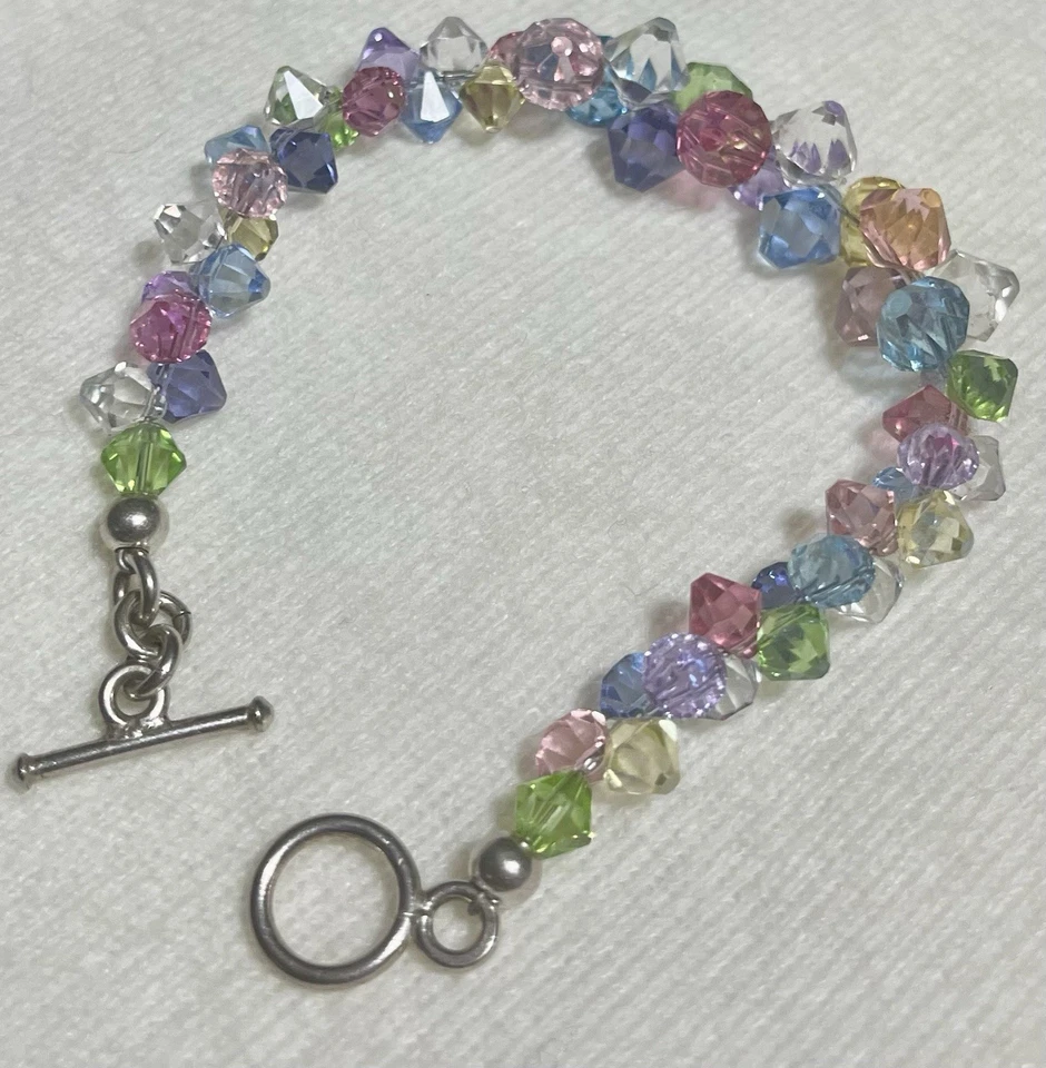 Cluster Style Bicone Austrian Crystals 925 Sterling Silver 7.5 Inch Bracelet - Image 4 of 4