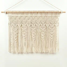 Boho Macrame Textured Cotton Valance/Kitchen Curtain/Wall Decor Single Neutral 4