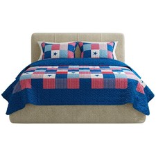 Lightweight 3-Piece King Quilt Set with Americana Stars - Easy Care Bedding