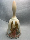 Fenton Satin Glass Bell Hand Painted Roses Gold Wing AngelSigned  Boyce Vintage