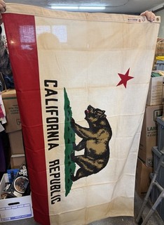 Vintage Dettra BULLDOG California Republic State Flag 3x5 Cotton Never hung NR