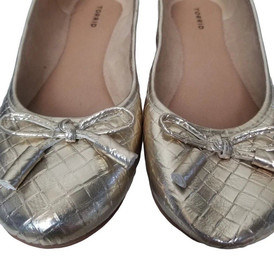 Torrid Shoes Ballet Shoes Ballet Flats Slip On Shoes Bow Ballet Flats 9.5W Gold - Изображение 4 из 4