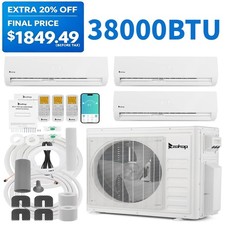 38000 BTU 3 Zone AC Ductless Mini Split Air Conditioner with Heat Pump 9 +12+18