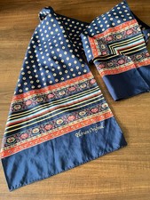 Vintage Elorian Original Rectangular Scarf Navy Blue Bold Vibrant Colors Signed