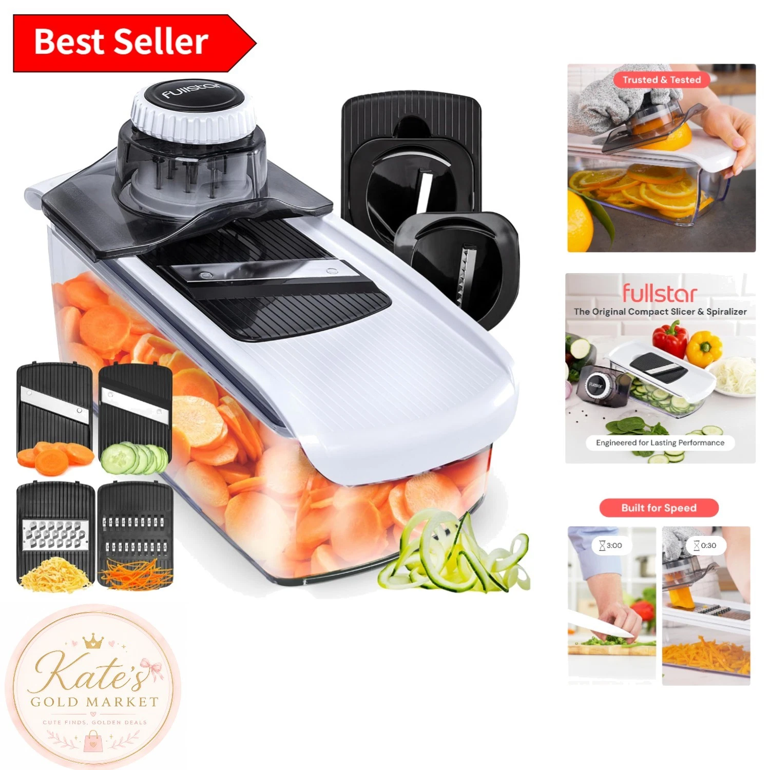 Elegant White Mandoline Slicer with 6 Blades - Ideal for Healthy Cooking & Gifts