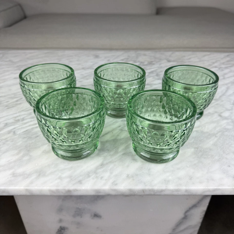 Juego de 5 fruteros/vasos pequeños de vidrio verde Villeroy & Boch Boston de 3" Foto 2 de 4