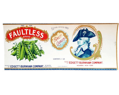 1910-20s Faultless Peas Edgett Burnham Label Embossed Newark New York Unused