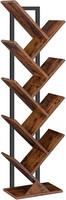 Hoobro BüCherregal, Standregal Mit 9 Ebenen, Holz DVD Regal, In Baumform, Braun