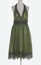 Adrianna Papell Women's Evening Dress Size 8 Green Halter Midi Dress Beaded