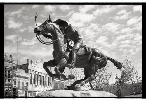 sl25 35mm Negative 1976 old town Sacramento Cowboy Horse Statue 556a